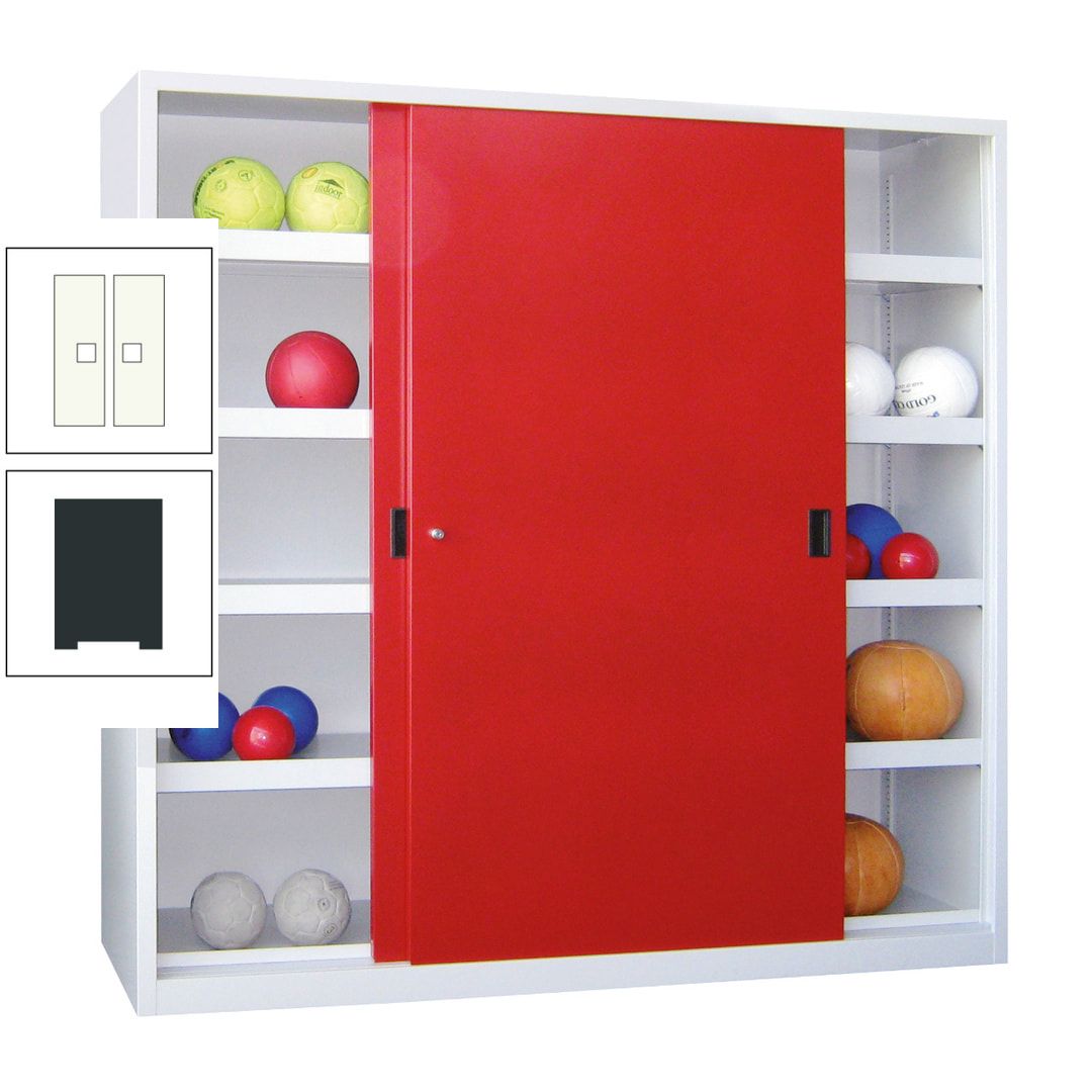 Ballschrank - Schiebetüren - Trennwand - 8 Böden - 1.950x1.500x600 mm (HxBxT) - anthrazitgrau