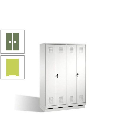Doppel-Spind, Doppeltüren, Garderobenschrank mit Sockel, 4 Abteile a 300 mm, Korpus anthrazitgrau, Tür anthrazitgrau, 1.800 x 1.200 x 500 mm (HxBxT)