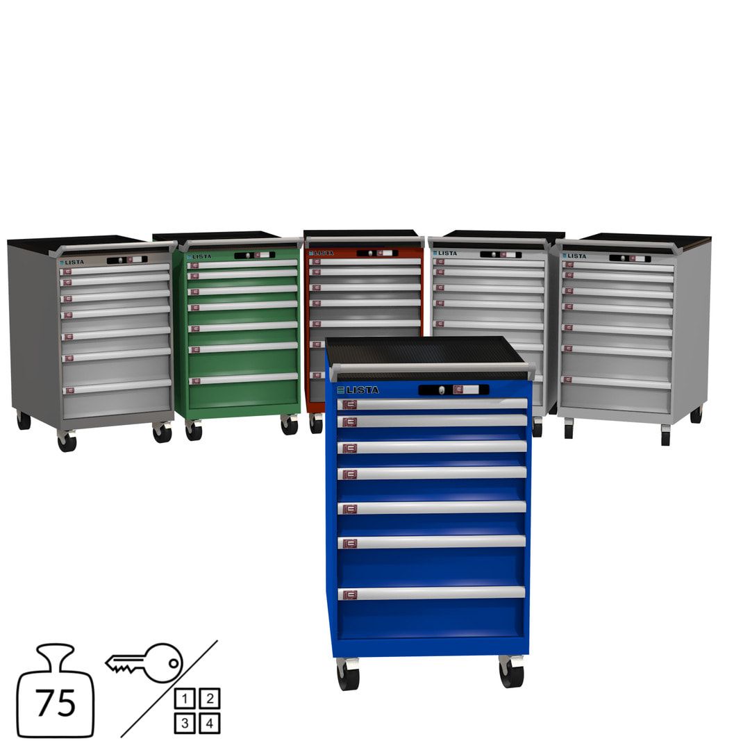 Lista Schubladenschrank - 14.372.010 - 990 x 564 x 725 mm (HxBxT) - 7 Schubladen - 75 kg - Key Lock - lichtblau (RAL 5012)