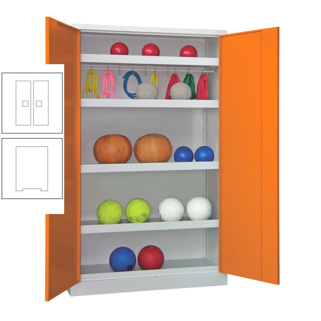 Ballschrank - Vollblechtüren - 4 Böden - 1 Hakenleiste - 1.950x1.200x500 mm (HxBxT) - anthrazitgrau