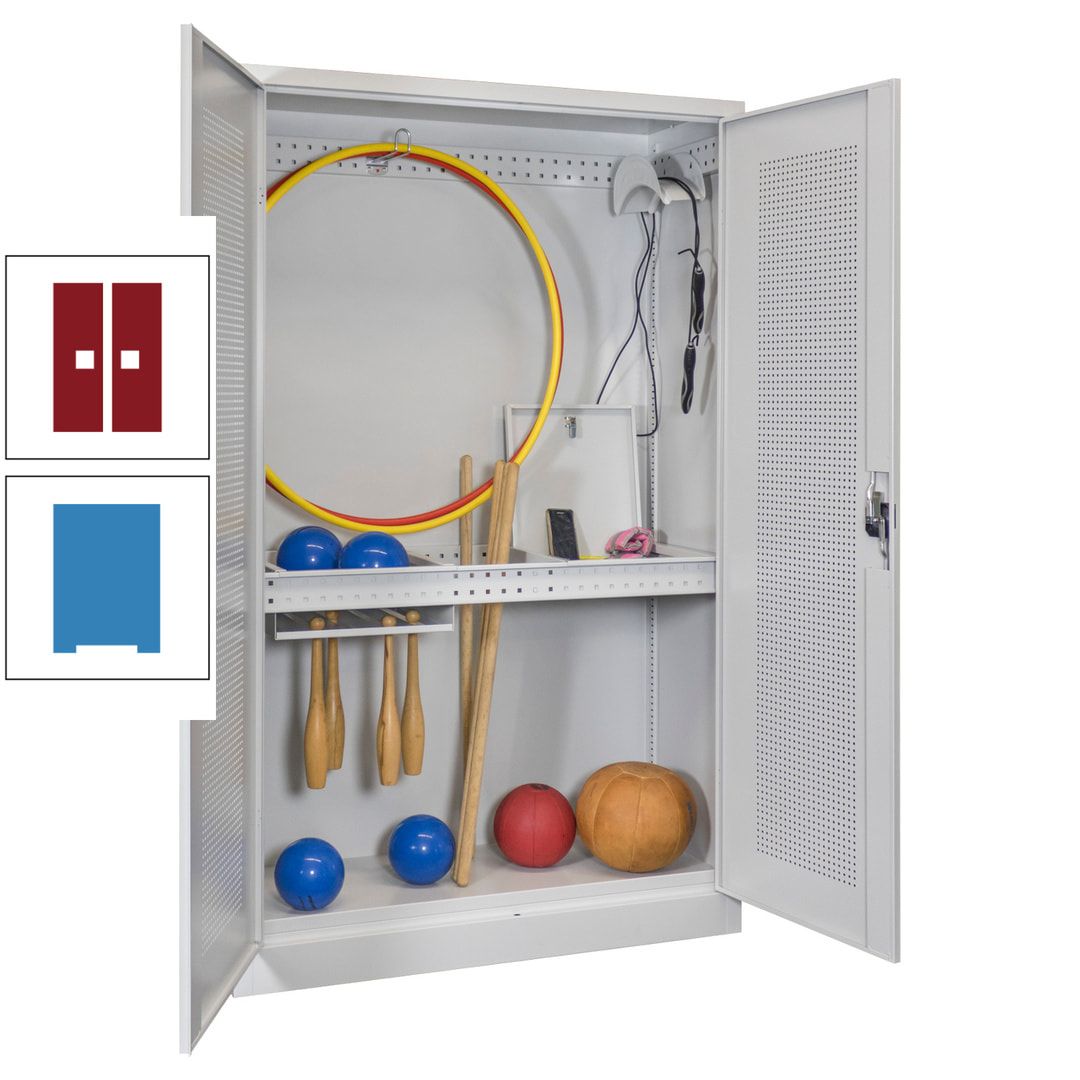 Sportschrank - Lochfeldtüren - Variante 1 - 1.950x1.200x500 mm (HxBxT) - anthrazitgrau