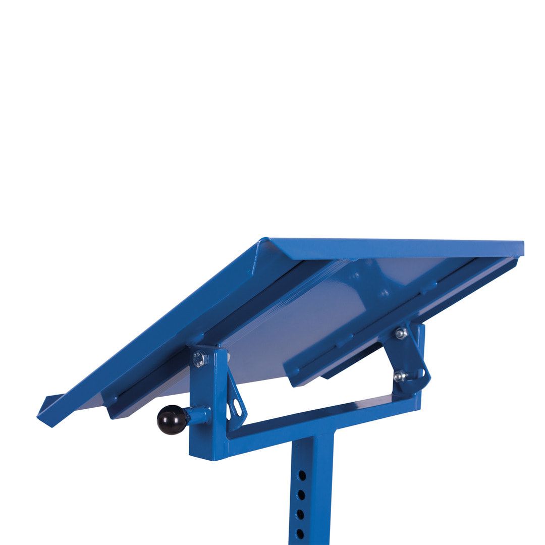 Fahrbarer Materialständer - 150 kg - höhenverstellbar 520 bis 800 mm - neigbar - enzianblau