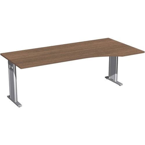 Eckschreibtisch, Ecke rechts, Füße einseitig verkürzt, C-Fuß Pro, 720 x 1.600 x 1.000 mm (HxBxT), Gestell silber, Dekor Ahorn