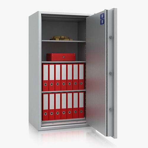 Dokumententresor, Geldschrank, Safe, VdS Klasse 2, 60 Minuten feuerfest, Türen 1-flügelig, 1.158 x 710 x 497 mm (HxBxT), Farbe lichtgrau (RAL 7035)