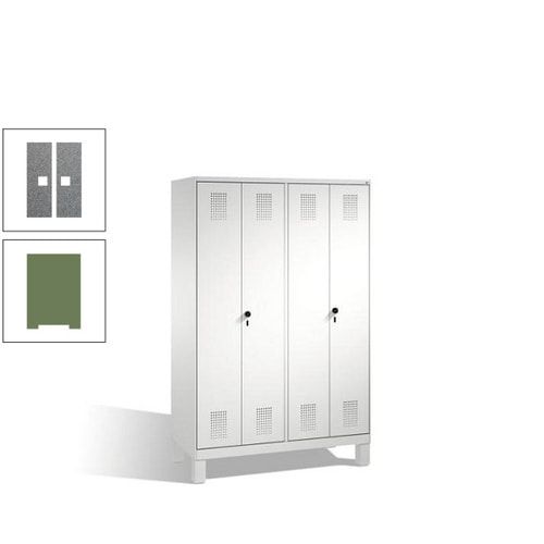 Doppel-Spind, Doppeltüren, Garderobenschrank mit Füßen, 4 Abteile a 300 mm, Korpus anthrazitgrau, Tür anthrazitgrau, 1.850 x 1.200 x 500 mm (HxBxT)
