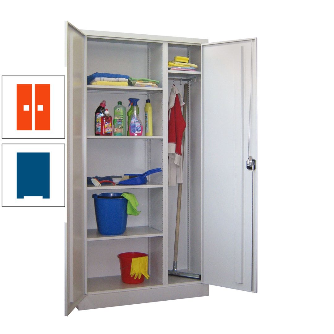 Putzschrank mit Trennwand - 1.950x1.000x400 mm (HxBxT) - Böden pulverbeschichtet - anthrazitgrau