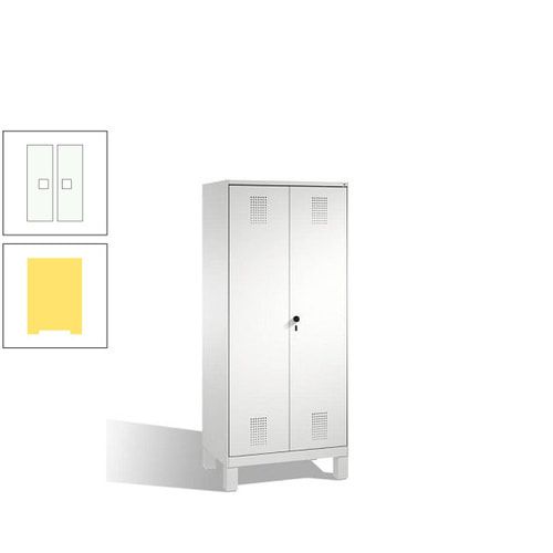 Doppel-Spind, Doppeltüren, Garderobenschrank mit Füßen, 2 Abteile a 400 mm, Korpus anthrazitgrau, Tür anthrazitgrau, 1.850 x 800 x 500 mm (HxBxT)