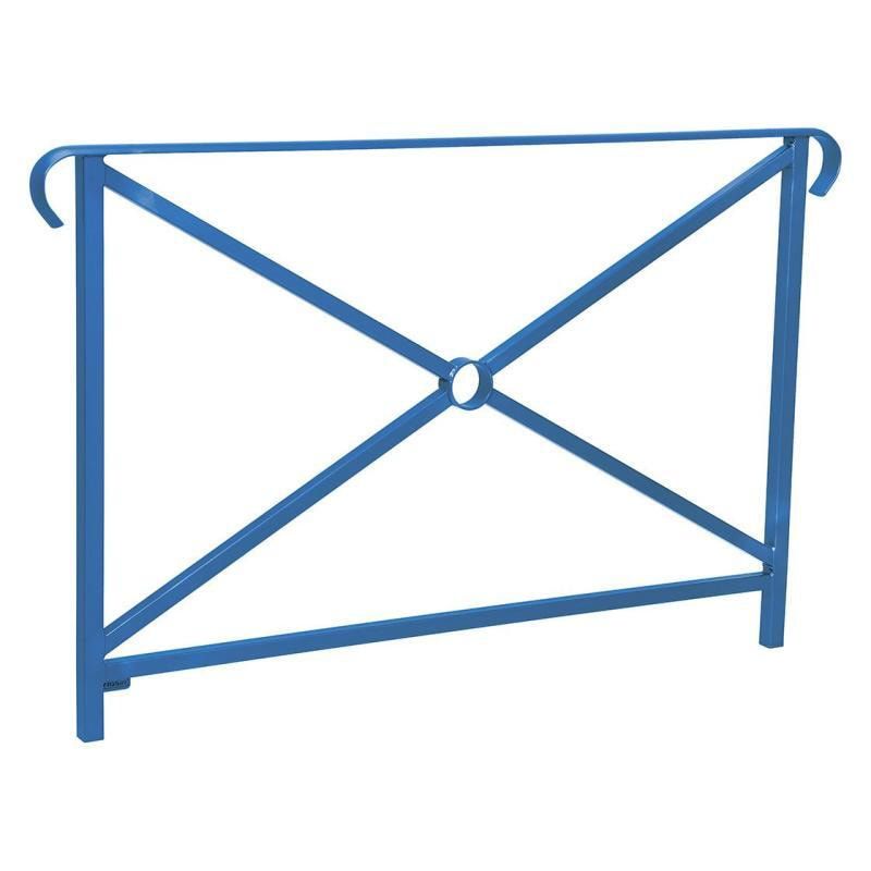 Geländer Kreuz und Kreis - 1.000 x 1.500 mm - flacher Handlauf - Farbe enzianblau - Außengeländer Systemgeländer