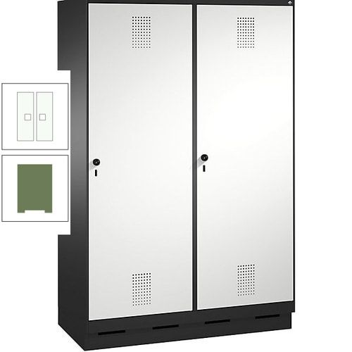 Doppel-Spind, Garderobenschrank, 2 Türen für 4 Abteile a 300 mm, Korpus anthrazitgrau, Türen anthrazitgrau, 1.800 x 1.200 x 500 mm (HxBxT)