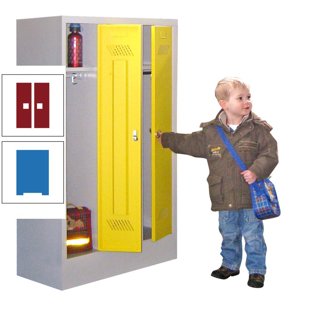 Spindschrank f. Kindergärten - mit Sockel - Höhe 1.300 mm - 2 Abteile a 250 mm - Drehriegel - anthrazitgrau