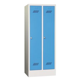 Spindschrank f. Schulen - mit Sockel - Höhe 1.600 mm - 2 Abteile a 300 mm - Drehriegel - Farbe wählbar