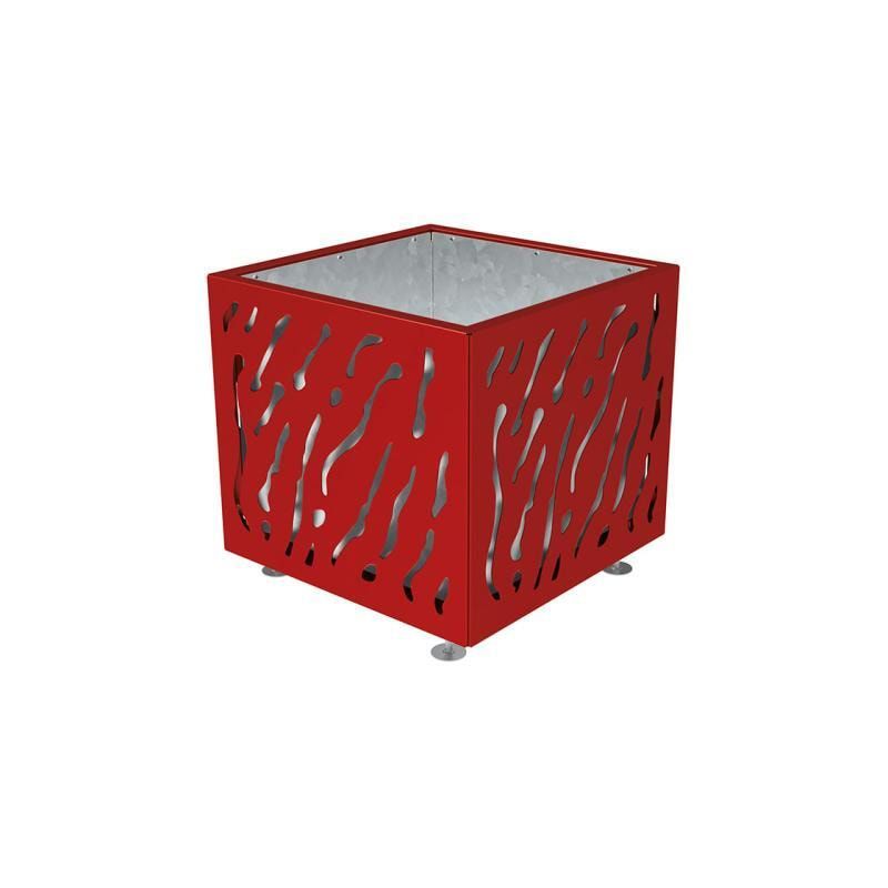 Pflanzbehälter, Stahlblech fvz, einfarbig, innen feuerverzinkt mit Verladungsgriffen, verstellbare Füße, 760 x 790 x 790 mm (HxBxT), enzianblau