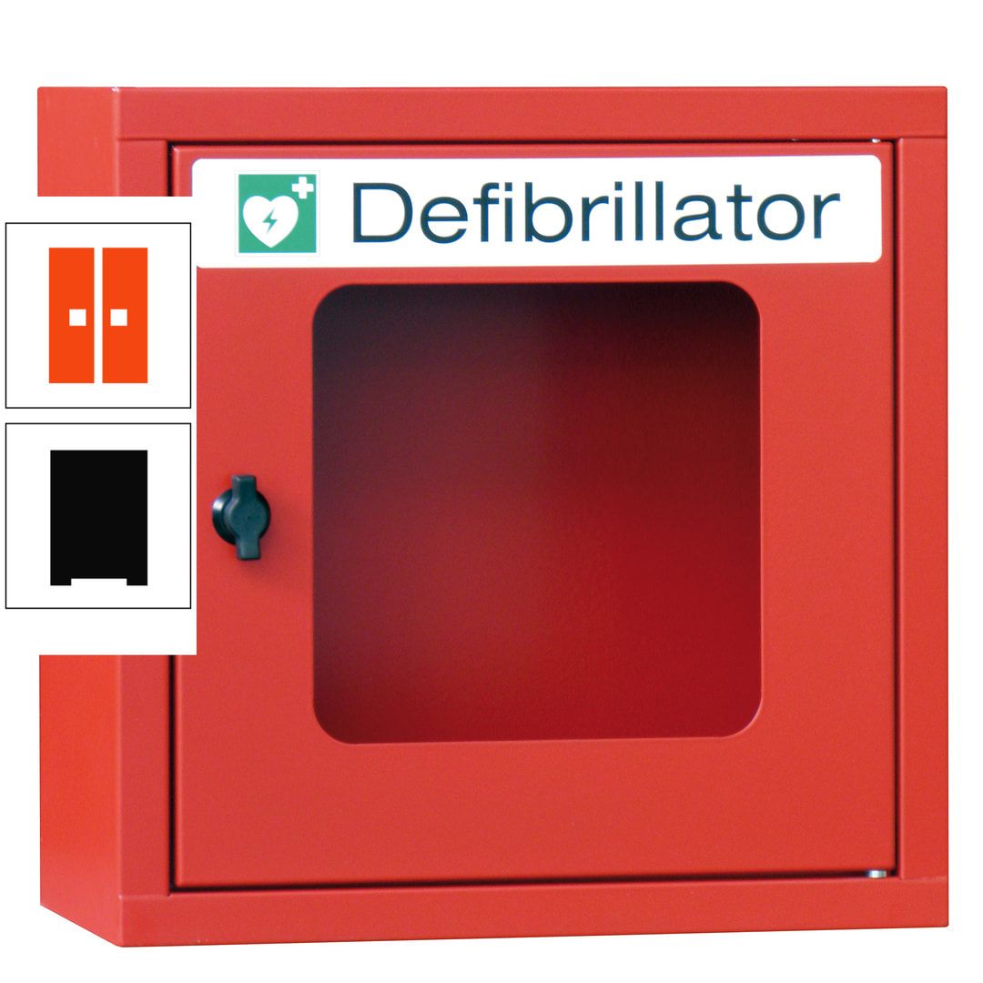 Defibrillatorenschrank - 400 x 400 x 200 mm (HxBxT) - Sichtfenster - anthrazitgrau