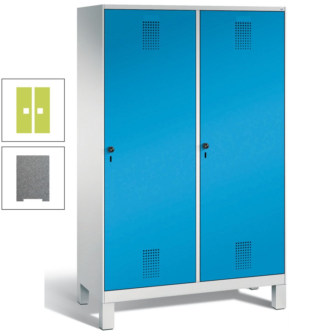 Doppel-Spind, Garderobenschrank, 2 Türen für 4 Abteile a 300 mm, Korpus anthrazitgrau, Türen anthrazitgrau, 1.850 x 1.200 x 500 mm (HxBxT)