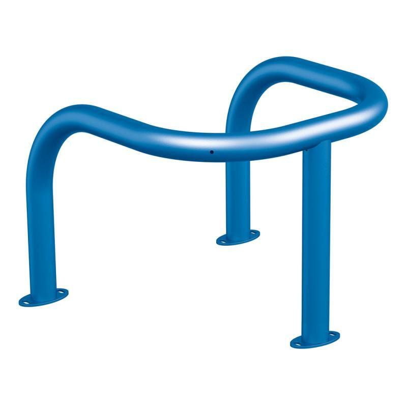 3-Punkt-Schutzbügel, Rammschutz, Montage auf Bodenplatten, 500 x 650 x 650 mm (HxBxT), Durchmesser 60 mm, Farbe enzianblau