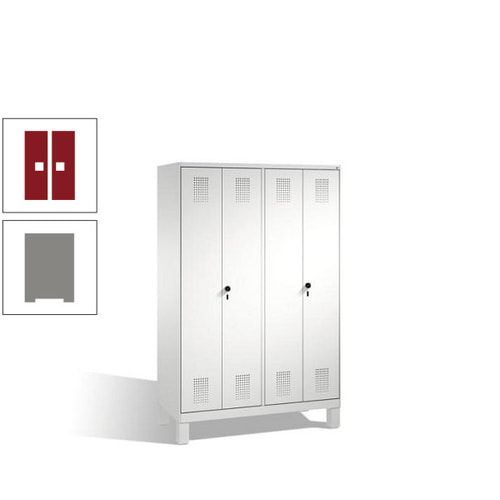 Doppel-Spind, Doppeltüren, Garderobenschrank mit Füßen, 4 Abteile a 300 mm, Korpus anthrazitgrau, Tür anthrazitgrau, 1.850 x 1.200 x 500 mm (HxBxT)