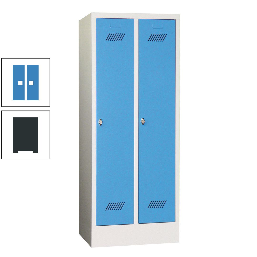 Spindschrank f. Schulen - mit Sockel - Höhe 1.600 mm - 2 Abteile a 300 mm - Drehriegel - anthrazitgrau