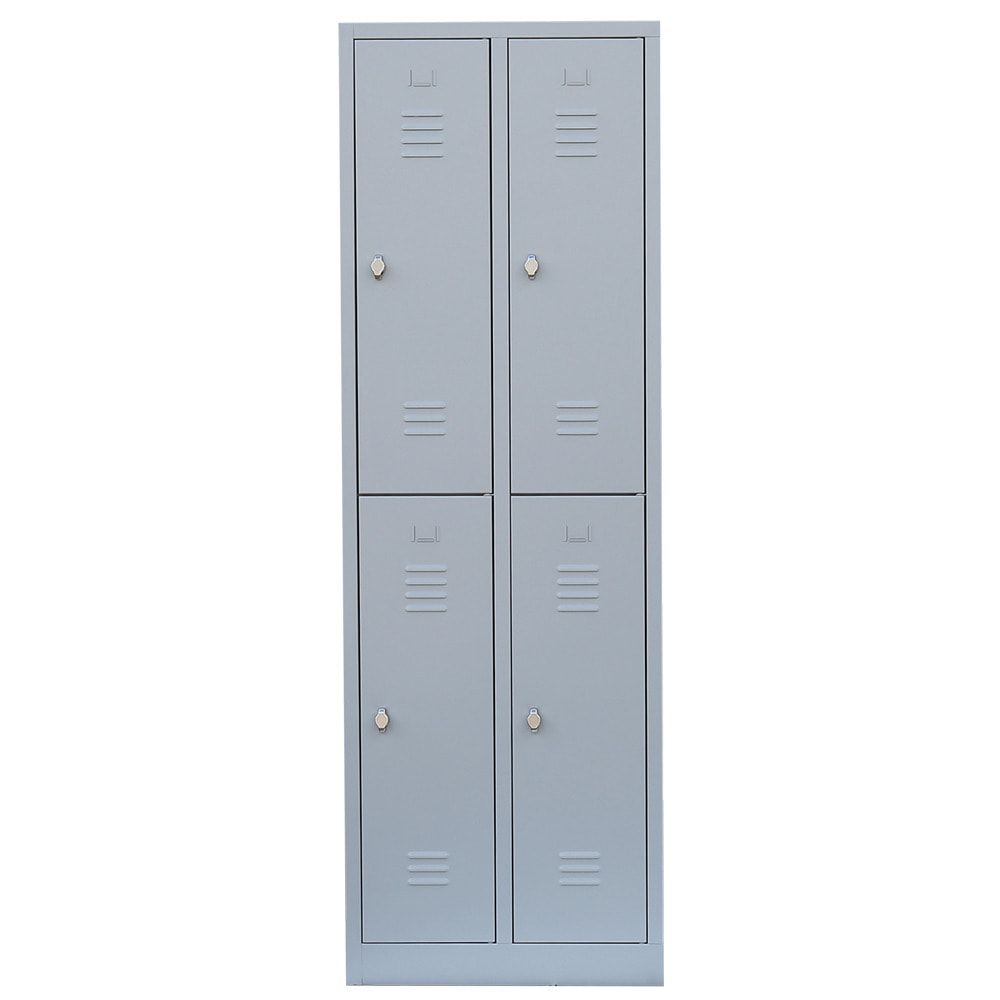 Garderobenschrank, Doppelstockspind, 2 Abteile, 4 Fächer, 1.950 x 600 x 500 mm (HxBxT), Stahl, Drehriegel, Korpus: lichtgrau, Front: anthrazitgrau