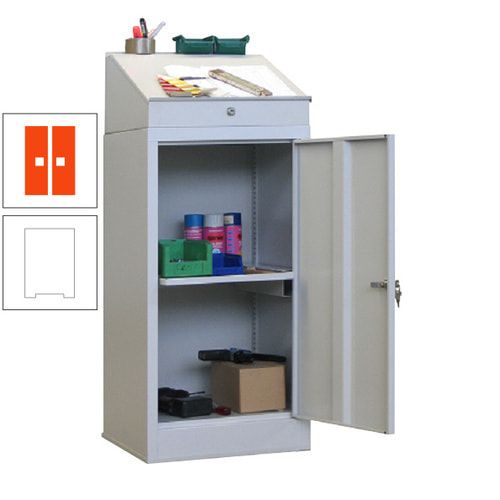 Stehpult mit Schrank - Vollblechtür - Zylinderschloss - 1 Ausziehboden - 1.270x500x500 mm (HxBxT) - anthrazitgrau