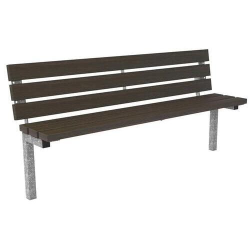 Parkbank, Gartenbank, Bambus Sitzleisten, zum Einbetonieren, mit Rückenlehne, Farbe Bambus dunkel, 822 x 1.770 mm (HxB)