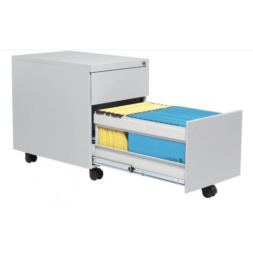 Rollcontainer - Stahl - 2 Schubladen - 550 x 390 x 590 mm (HxBxT) - lichtgrau