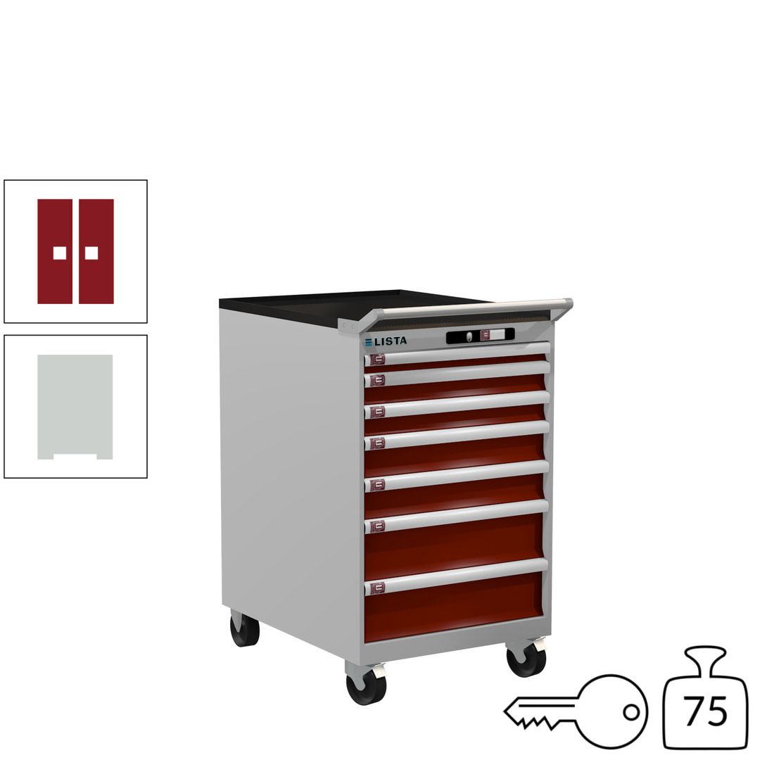 Lista Schubladenschrank - 14.372.010 - 990 x 564 x 725 mm (HxBxT) - 7 Schubladen - 75 kg - Key Lock - lichtblau (RAL 5012)