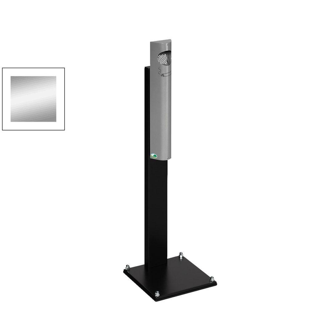 Standaschenbecher, Standascher, 3,5 l Volumen, Standascher, 1.250 x 310 x 310 mm (HxBxT), Ascher, Turmaschenbecher, Stehascher, Edelstahl