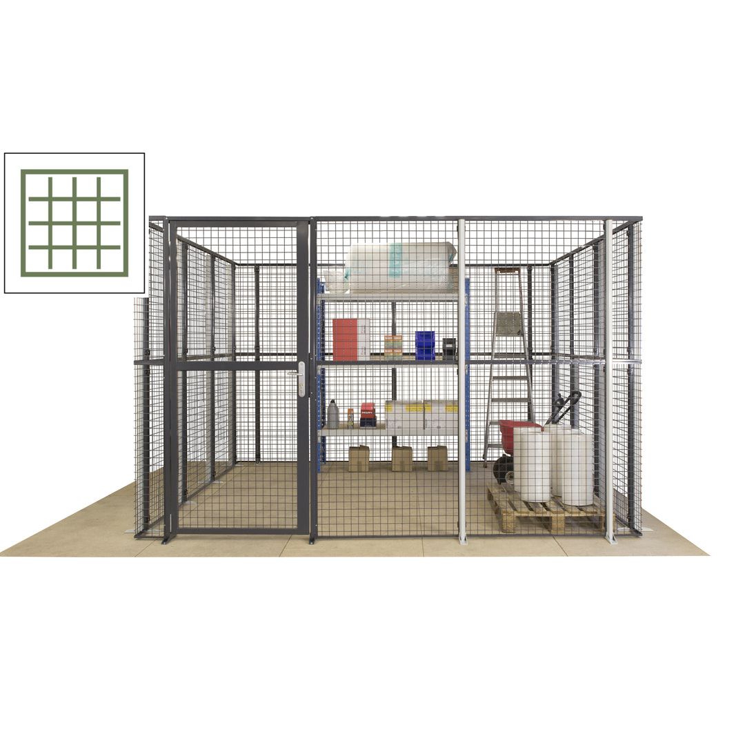 Maschinen Schutzgitter - Hallentrennwand - Sicherheitszaun - Tür - 108 m - 2.200 x 33.400 x 21.400 mm (HxBxT) - enzianblau