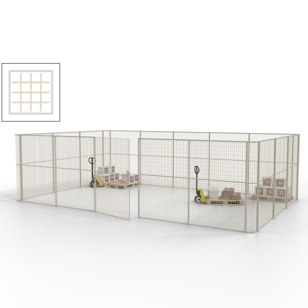 Maschinen Schutzgitter - Hallentrennwand - Sicherheitszaun - Tür - 22 m - 2.200 x 7.900 x 4.900 mm (HxBxT) - enzianblau