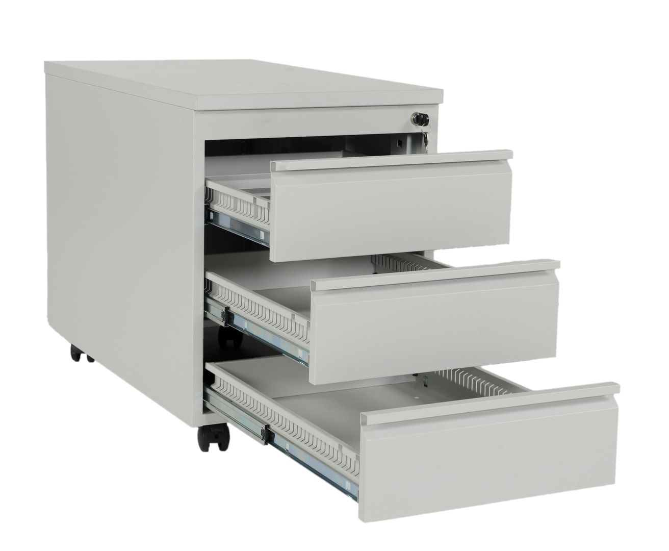 Rollcontainer - Stahl - 3 Schubladen - 620 x 460 x 790 mm (HxBxT) - lichtgrau