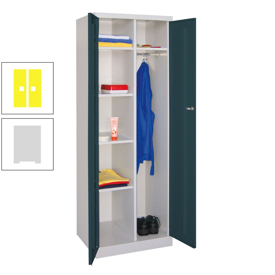 Kleiderschrank mit Sockel - Spind - 1 Abteil mit Trennwand - 1.800x600x500 mm (HxBxT) - Zylinderschloss - anthrazitgrau