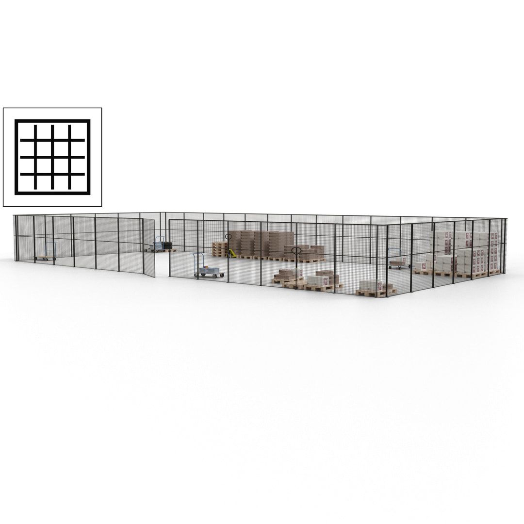 Maschinen Schutzgitter - Hallentrennwand - Sicherheitszaun - Tür - 57 m - 2.200 x 19.900 x 9.400 mm (HxBxT) - enzianblau