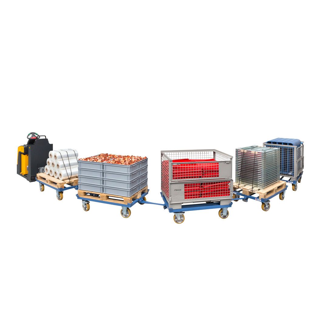 Fetra Palettenfahrgestell für Routenzug - Tragkraft 1.000 kg - 775 x 855 x 1.327 mm (HxBxT) - PU Rollen