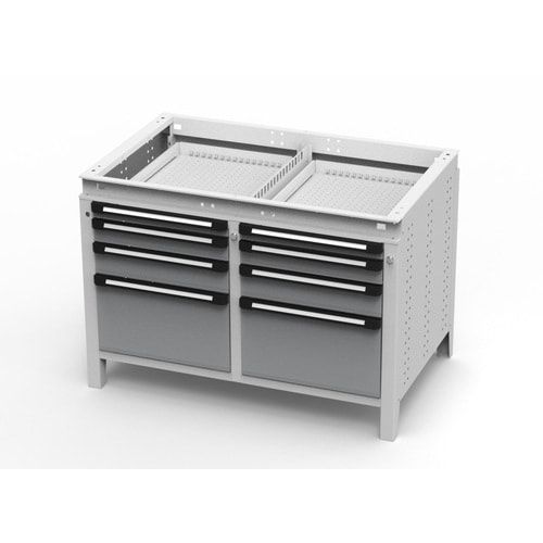 OTTOKIND Werkbank - bündige Arbeitsplatte - 850 x 1.150 x 750 mm (HxBxT) - 8 Schubladen - lichtgrau