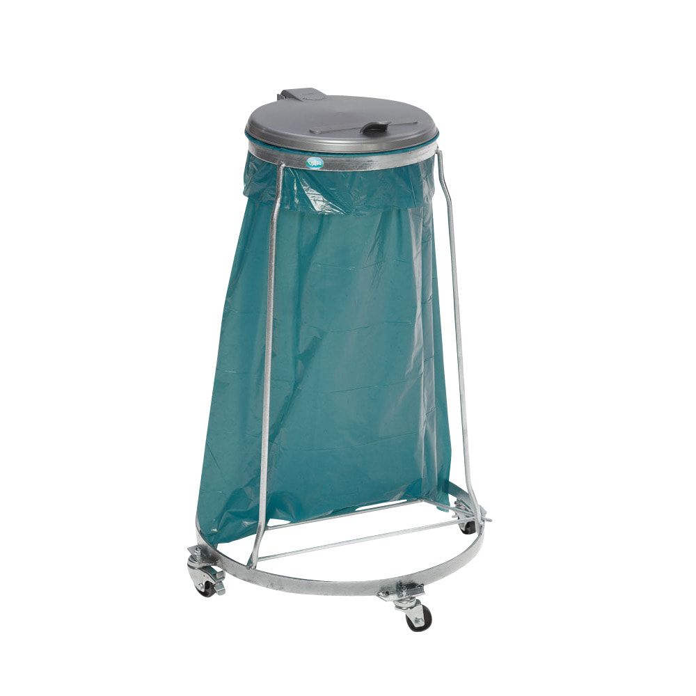 Müllsackständer - fahrbar - für 1 Kunststoffsack - 980 x 640 x 640 mm (HxBxT) - verzinkt
