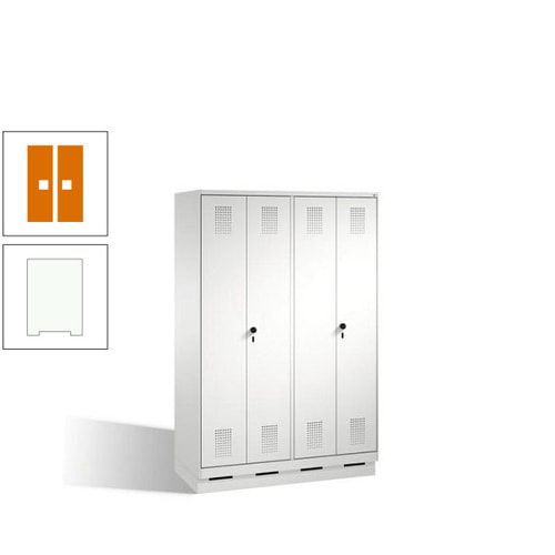 Doppel-Spind, Doppeltüren, Garderobenschrank mit Sockel, 4 Abteile a 300 mm, Korpus anthrazitgrau, Tür anthrazitgrau, 1.800 x 1.200 x 500 mm (HxBxT)