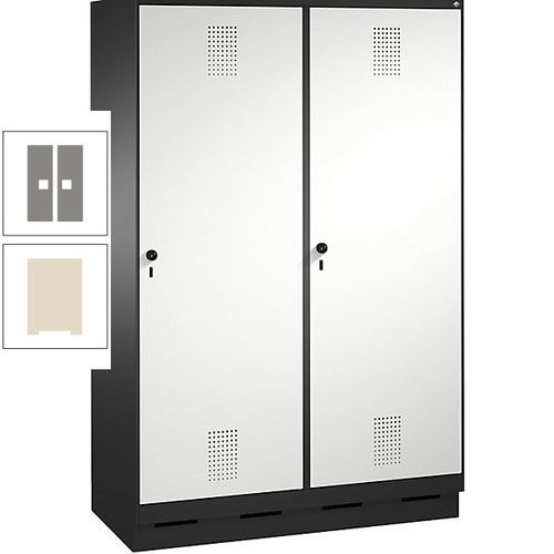 Doppel-Spind, Garderobenschrank, 2 Türen für 4 Abteile a 300 mm, Korpus anthrazitgrau, Türen anthrazitgrau, 1.800 x 1.200 x 500 mm (HxBxT)