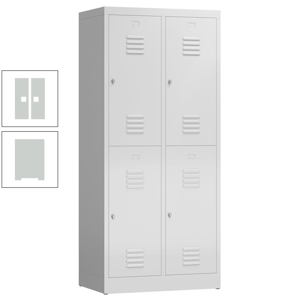 Garderobenschrank, Doppelstockspind, 2 Abteil, 4 Fächer, 1.800 x 800 x 500 mm (HxBxT), Drehriegel, Stahl, Korpus: lichtgrau, Front: anthrazitgrau