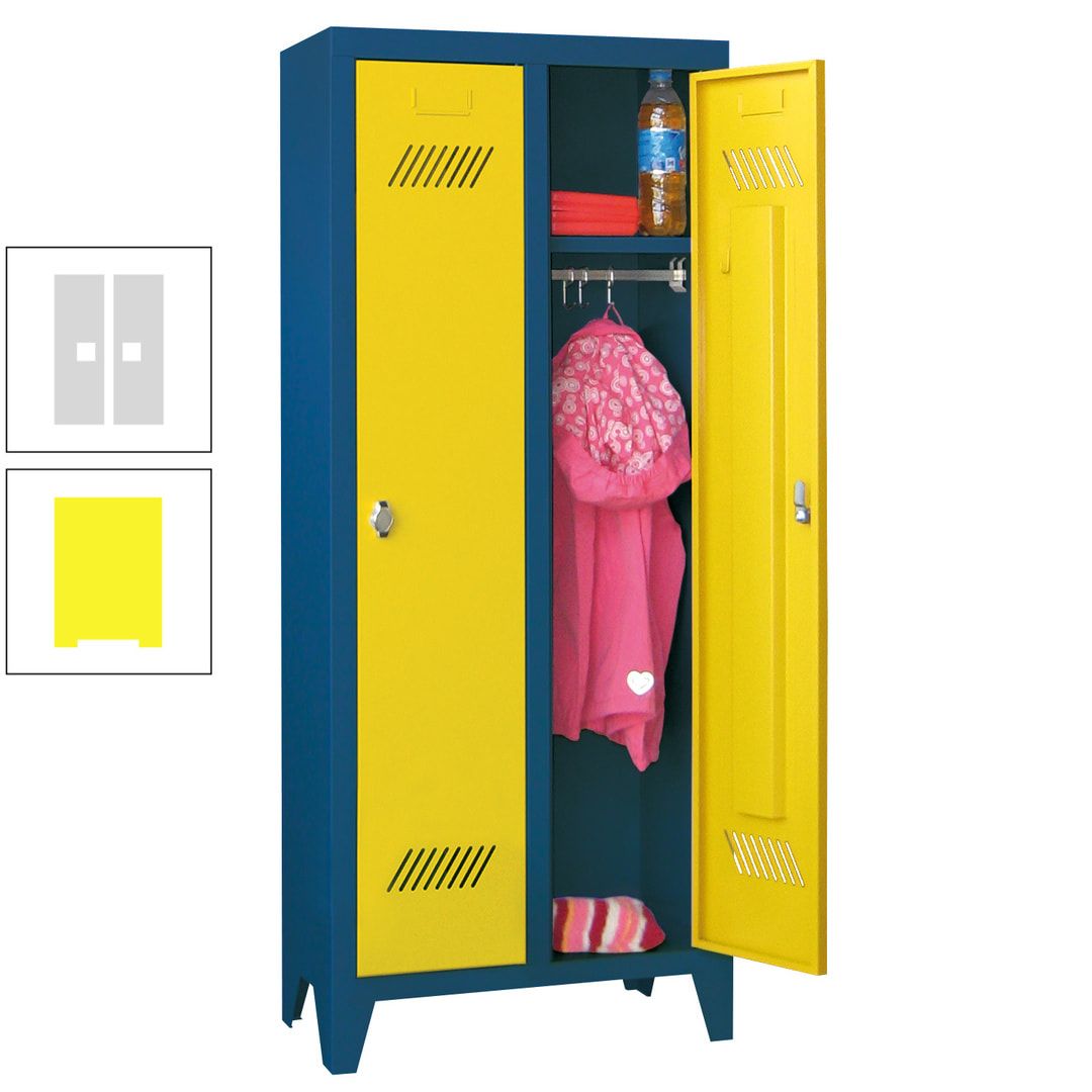 Spindschrank f. Kindergärten - mit Füßen - Höhe 1.300 mm - 2 Abteile a 250 mm - Zylinderschloss - anthrazitgrau