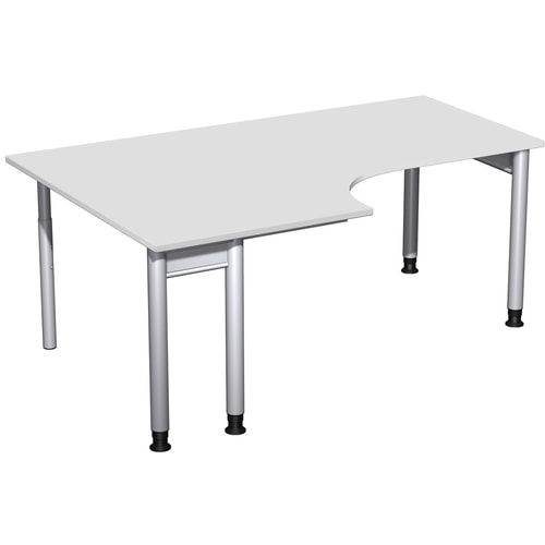 Eckschreibtisch, Eckteil 800 mm, links, Füße einseitig verkürzt, 4-Fuß Pro, höhenverstellbar, 680-800 x 1.600 x 1.200 mm (HxBxT), Dekor Ahorn