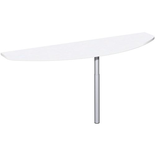 Anbautisch, halbrund, Stirnseite, Schreibtisch 4-Fuß Pro, höhenverstellbar, 680-820 x 1.600 x 500 mm (HxBxT), Gestell silber, Dekor Ahorn
