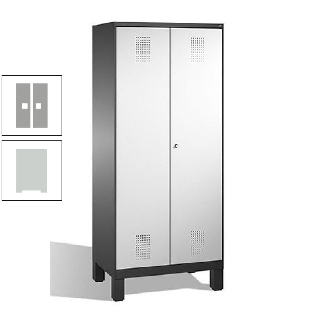 Mehrzweckschrank, Doppeltüren, auf Füßen, 2 Abteile a 400 mm, Korpus anthrazitgrau, Tür anthrazitgrau, 1.850 x 800 x 500 mm (HxBxT)
