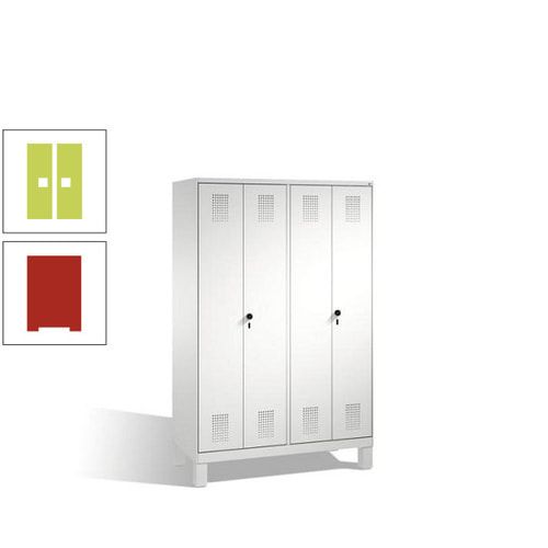 Doppel-Spind, Doppeltüren, Garderobenschrank mit Füßen, 4 Abteile a 300 mm, Korpus anthrazitgrau, Tür anthrazitgrau, 1.850 x 1.200 x 500 mm (HxBxT)