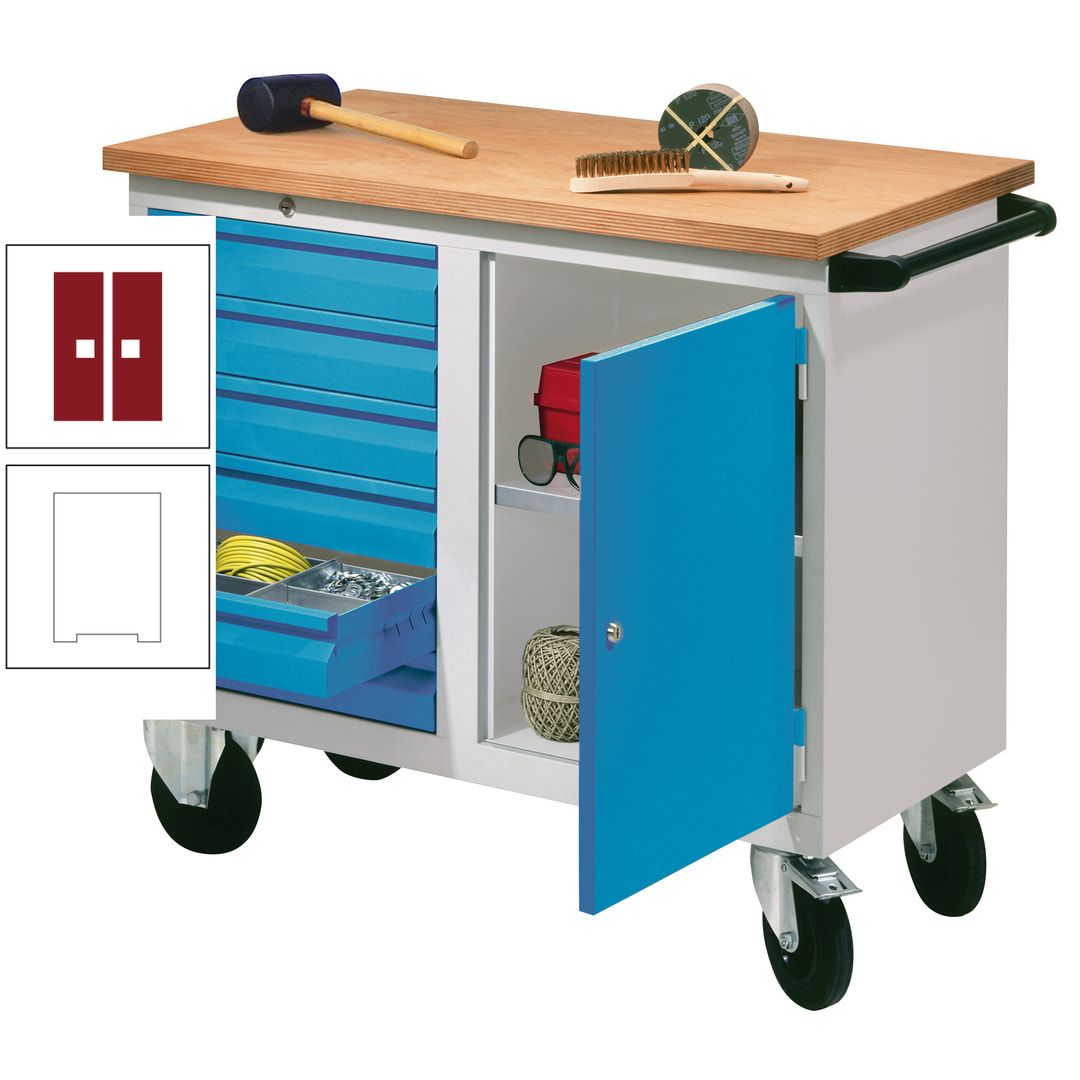 Mobile Werkbank - Werkstattwagen - 915 x 1.090 x 600 mm - 6 Schubladen und Schrankfach - anthrazitgrau