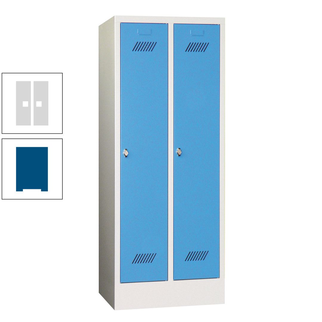 Spindschrank f. Schulen - mit Sockel - Höhe 1.600 mm - 2 Abteile a 300 mm - Drehriegel - anthrazitgrau