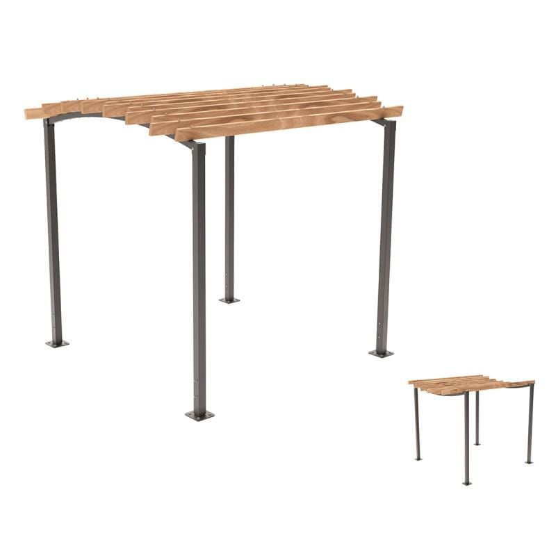 Pergola Grundmodell, Kiefer druckimprägniert Klasse 4, Stahlrohr 80x80 mm, 2.910 x 2.520 x 3.020 mm (HxBxT) fvz, beschichtet, Farbe Enzianblau