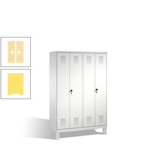 Doppel-Spind, Doppeltüren, Garderobenschrank mit Füßen, 4 Abteile a 300 mm, Korpus anthrazitgrau, Tür anthrazitgrau, 1.850 x 1.200 x 500 mm (HxBxT)