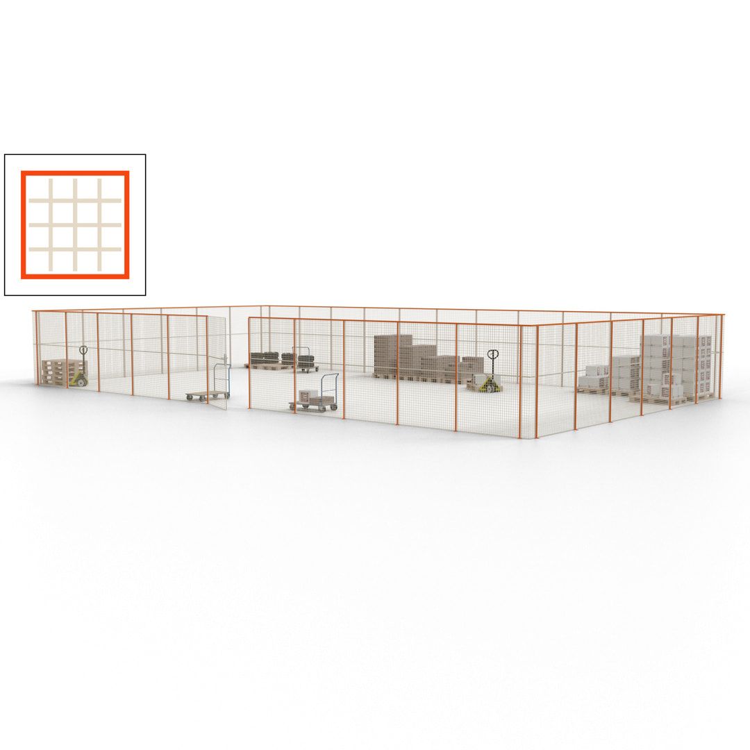 Maschinen Schutzgitter - Hallentrennwand - Sicherheitszaun - Tür - 51 m - 2.200 x 16.900 x 9.400 mm (HxBxT) - enzianblau