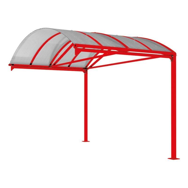 Erweiterung für Fahrradunterstand, Fahrradüberdachung, Unterstand, 5 Zweiräder, Regenrinne, 3.010 x 2.500 x 4.160 mm (HxBxT), Farbe enzianblau