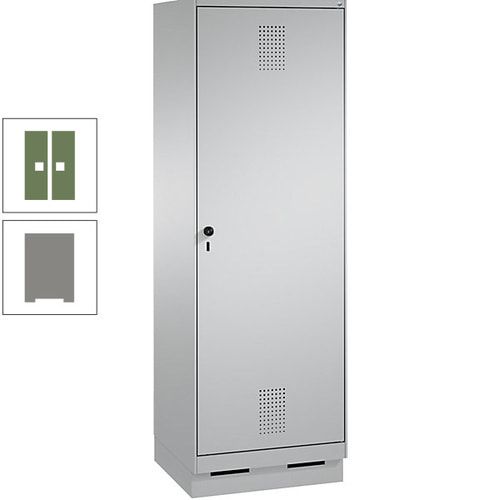 Doppel-Spind, Garderobenschrank, 1 Tür für 2 Abteile a 300 mm, Korpus anthrazitgrau, Türen anthrazitgrau, 1.800 x 600 x 500 mm (HxBxT)
